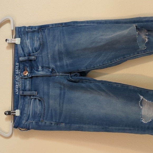 American Eagle Outfitters Super Low Jegging US Women's Size 4 Long Ripped - Picture 3 of 14